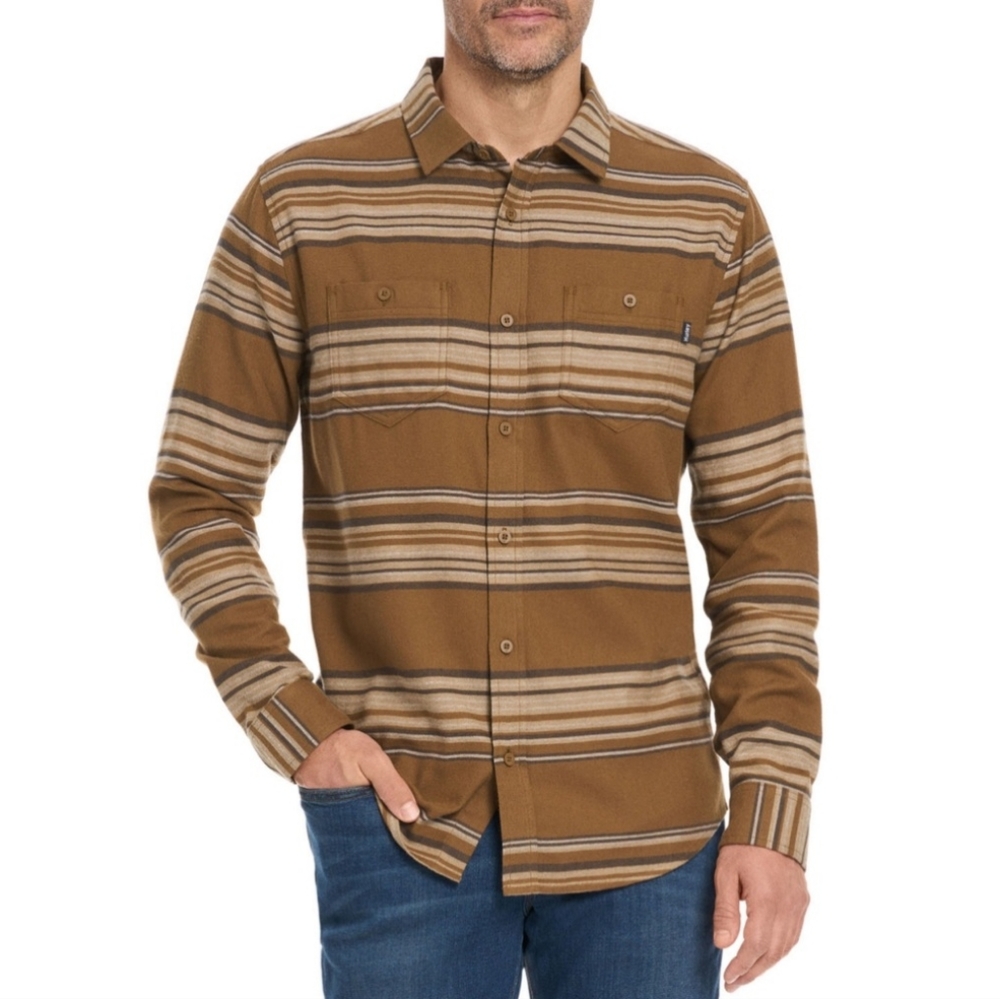 Hurley Men's Ultra Soft Button Down Brown Shirt L NWT